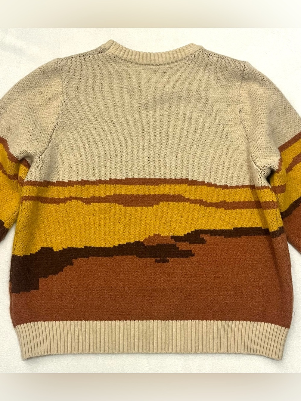 Mymore Women’s Western Cowgirl Cowboy Pullover Crewneck Tan Brown Orange Sweater - Picture 14 of 16